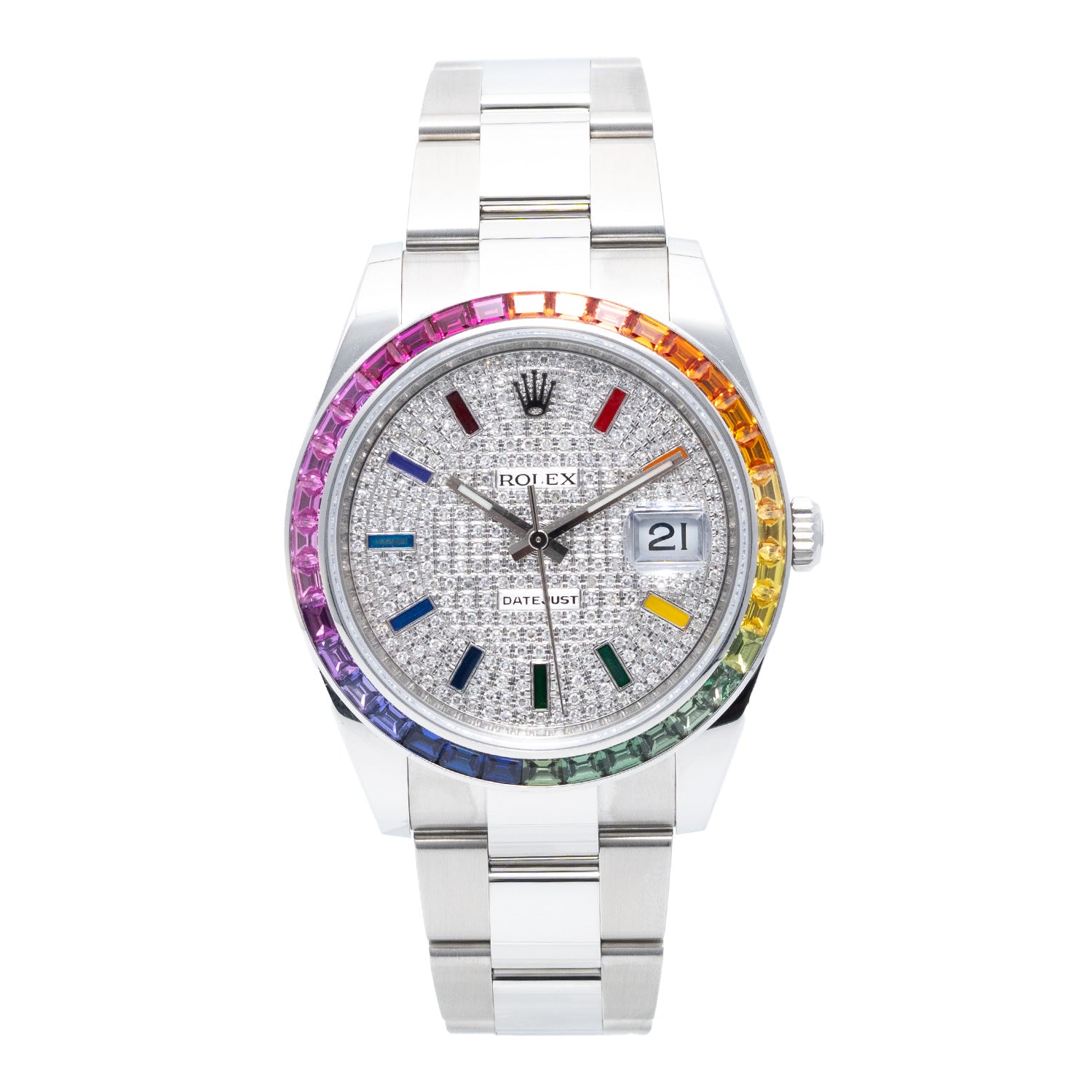 Rolex datejust best sale rainbow bezel