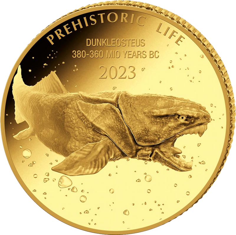 0,5 g Gold Prehistoric Life Dunkleosteus 2023 PP (Auflage: 2.000 | Polierte Platte)