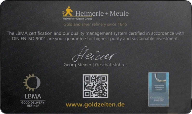 1 g Goldbarren Discover Gold Heimerle und Meule