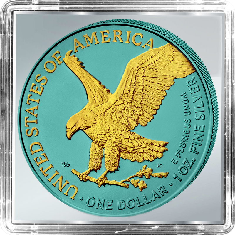 1 Unze Silber American Eagle 2023 Caribbean Blue (Auflage: 100 | teilvergoldet)