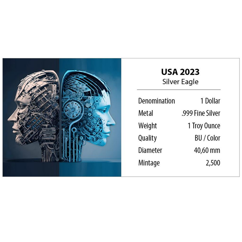 1 Unze Silber Eagle KI – Mensch oder Maschine 2023