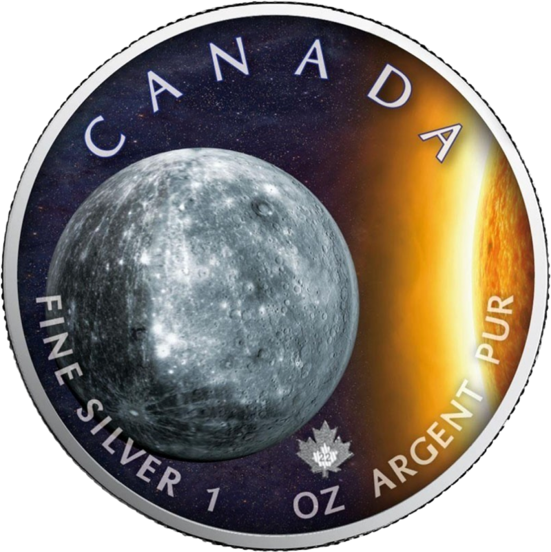 1 Unze Silber Maple Leaf Sonnensystem Merkur 2022 (Auflage: 2.500)