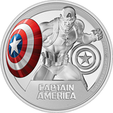 1 Unze Silber Marvel Captain America 2023 PP (Auflage: 5.000 | coloriert | Polierte Platte)