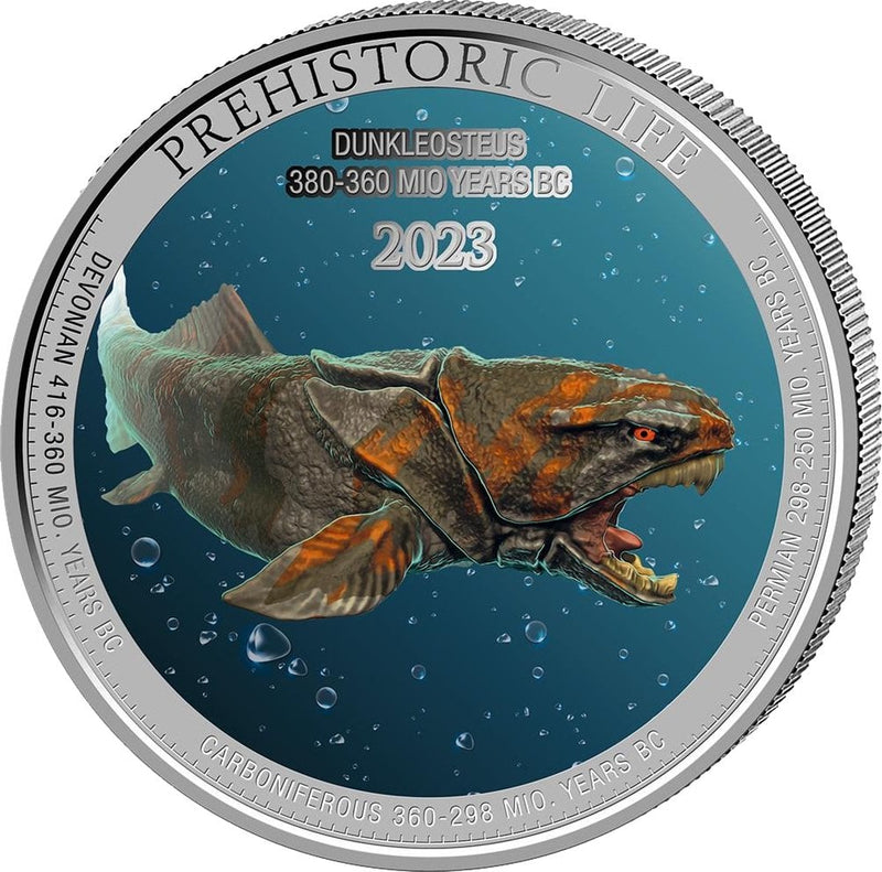 1 Unze Silber Prehistoric Life Dunkleosteus 2023 (Auflage: 2.000 | coloriert)