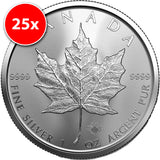 25 x 1 Unze Silber Maple Leaf 2023