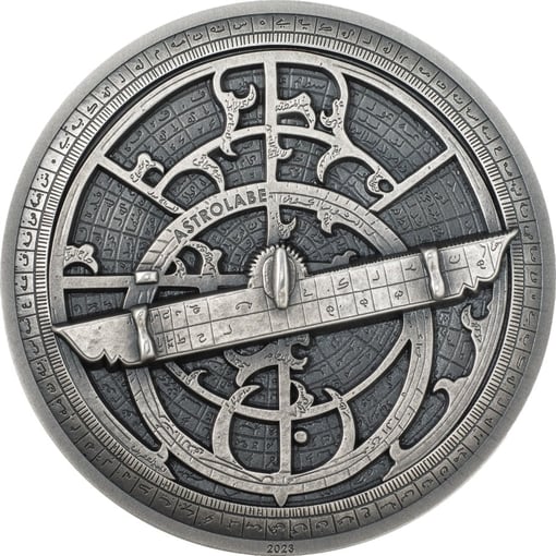 2 Unze Silber Historische Instrumente Astrolabe 2023 (Auflage:1.500 | High Relief | Antik Finish)