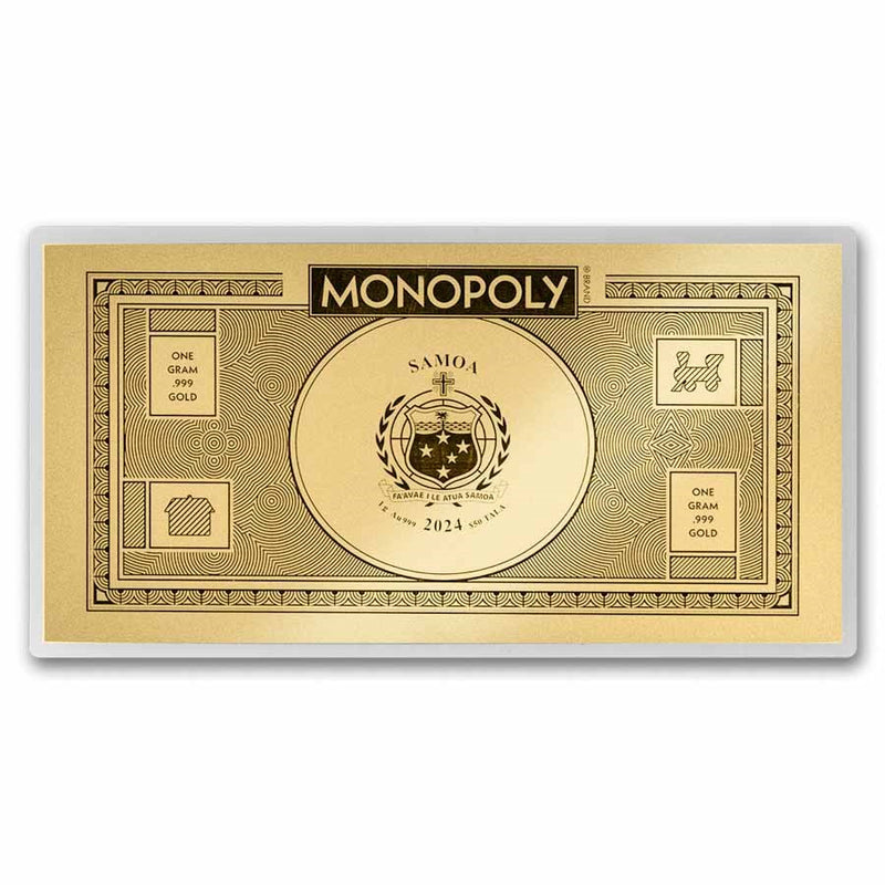 1 gr. Monopoly Foil Gold Note 2024 Samoa