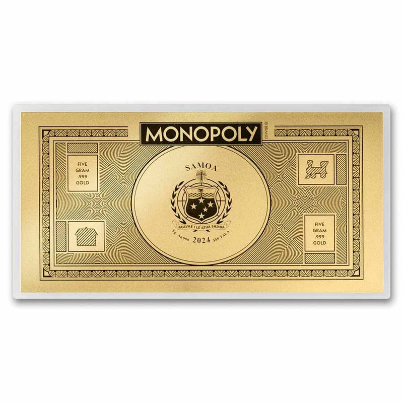 5 gr. Monopoly Foil Gold Note 2024 Samoa