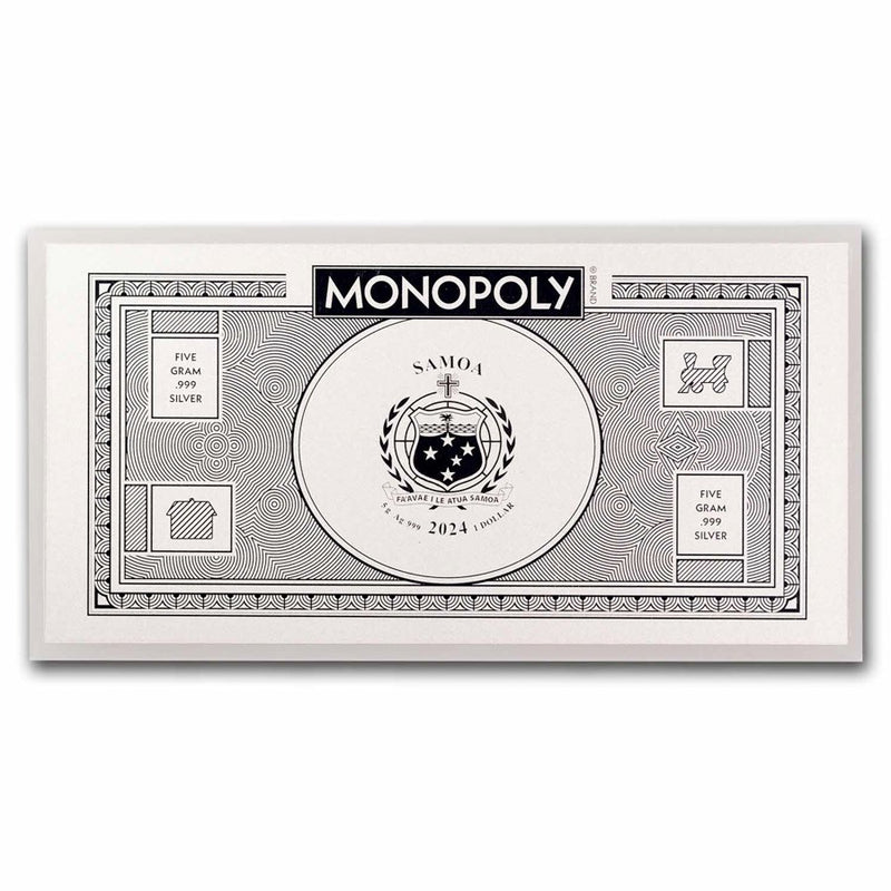 5 gr. Monopoly Foil Silver Note - 2024 Samoa