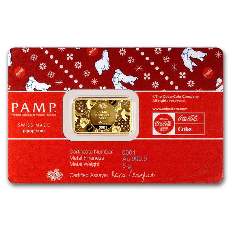 5 gr. Gold Bar - PAMP Coca-Cola® Polar Bear