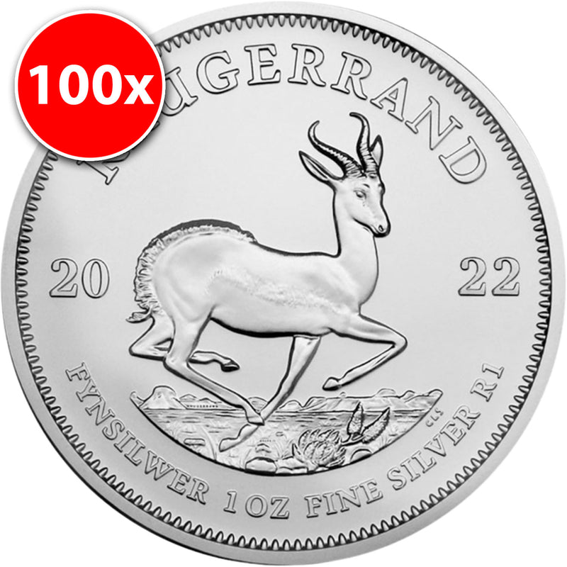 100 x 1 Unze Silber Krügerrand 2022