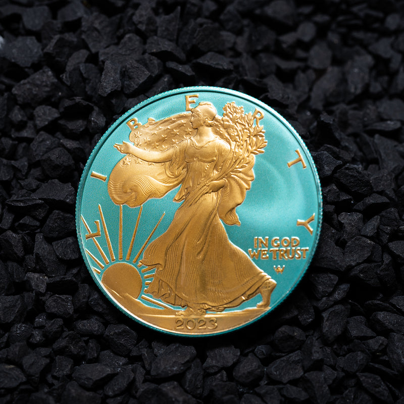 1 Unze Silber American Eagle 2023 Caribbean Blue (Auflage: 100 | teilvergoldet)