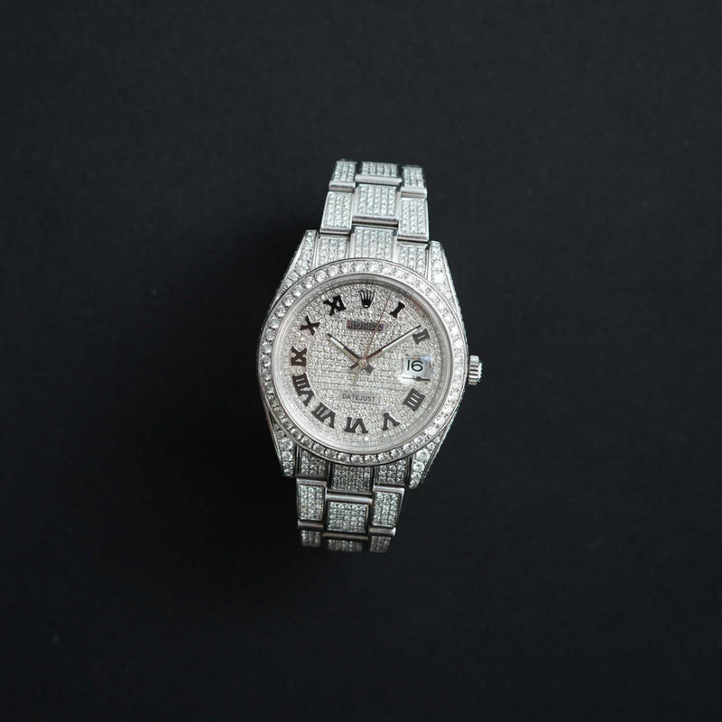 Datejust 41mm Iced Out Diamond Setting Roman Dial Oyster 2023 - 126300