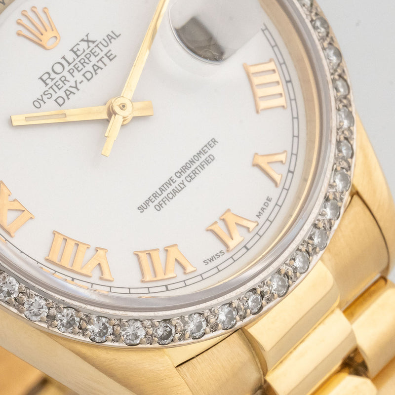 Day-Date 36mm White Roman Diamond Bezel - 18038