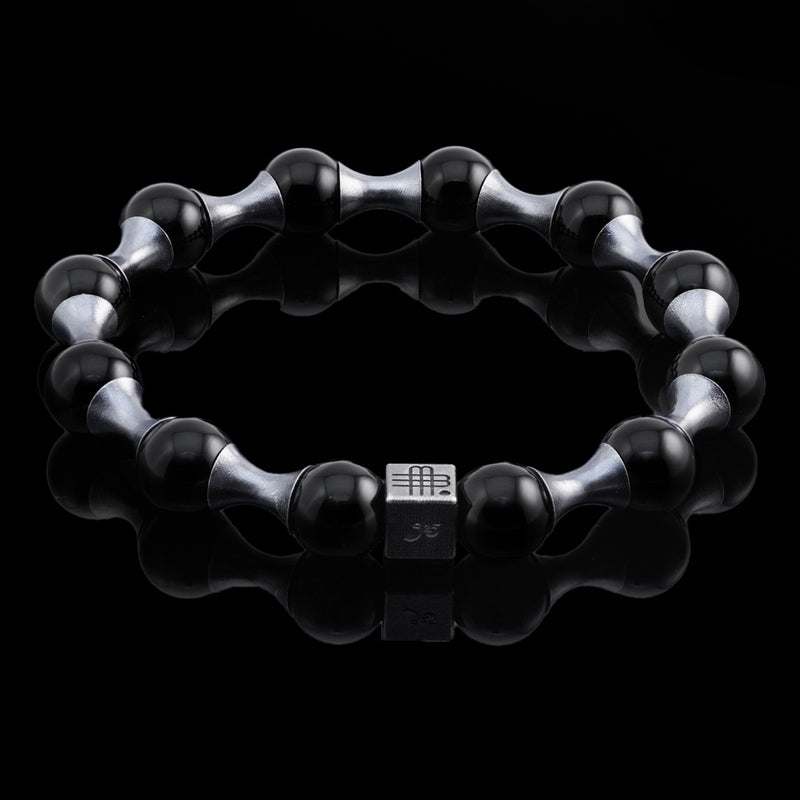 Bracelet DARK WAVE, BOLD and STRIKING 925 sterling silver blackened with large onyx stones