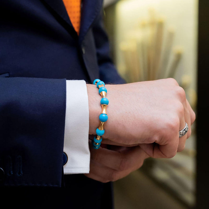 Bracelet LIMITED - PURE LUXURY - a precious piece of art - 750 gold with a natural turquoise