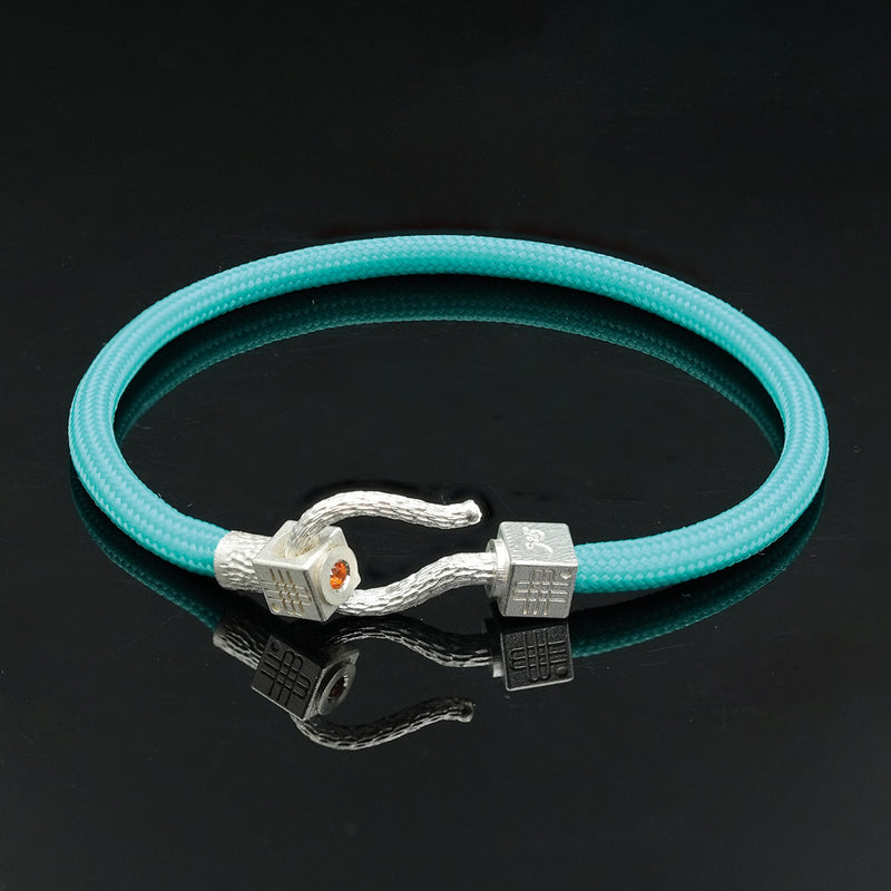 Bracelet  TURQUOISE SEA - 925 sterling silver with an orange topaz